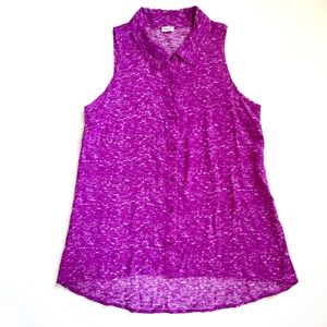 Splendid Purple Button Down Sleeveless Blouse Sz S